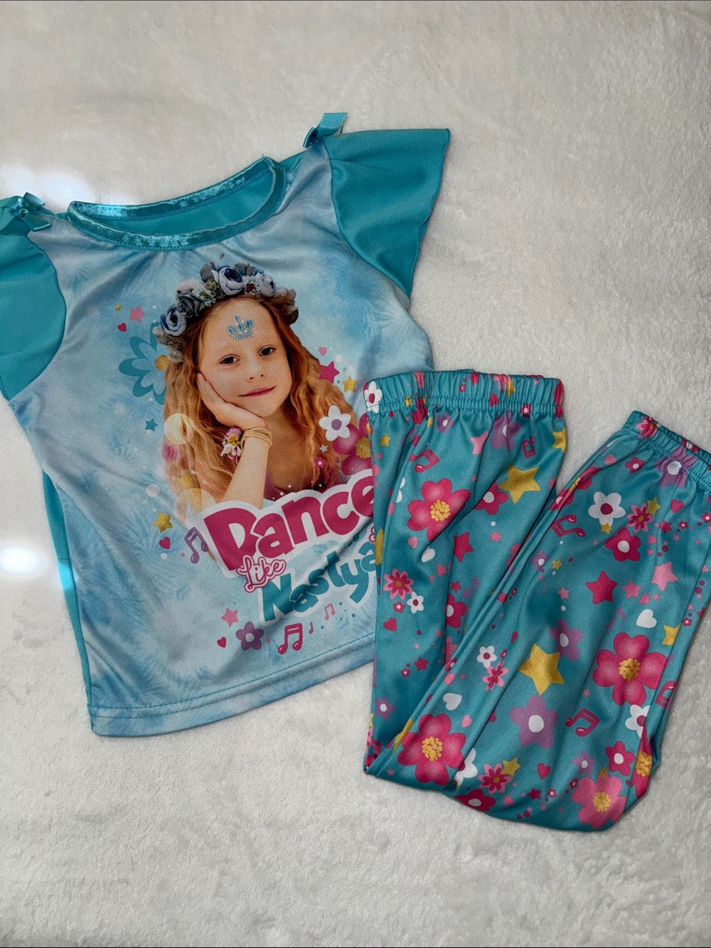 Nastya Kids Pajama Set with Floral Print